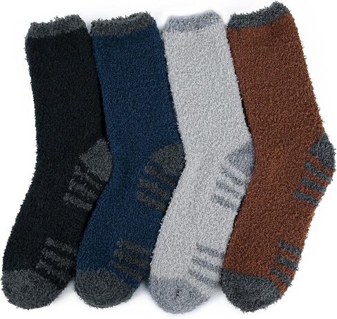 Mens Fuzzy Slipper Socks Fluffy Cozy Socks Unisex Winter Warm Sleep Socks Crew Fleece Socks Women in Saudi Arabia