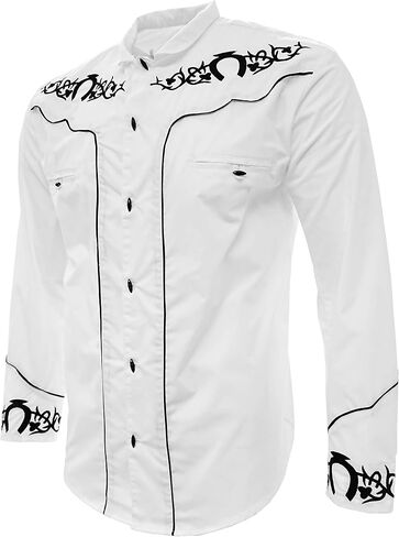 El General Men's Charro Shirt Camisa Charra Western Wear Color Blue Long Sleeve in Saudi Arabia