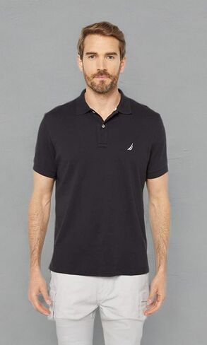 Nautica Men's Slim Fit Short Sleeve Solid Cotton Pique Polo Shirt in Saudi Arabia