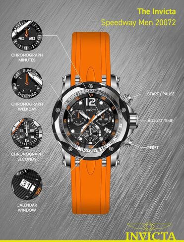Invicta Men's 20072 Speedway Analog Display Swiss Quartz Orange Watch in Saudi Arabia