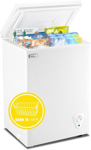 5.0 Cubic Feet Chest Freezer Small Deep Freezers with Removable Storage Basket Free Standing Top Door Compact Freezer 7 Gears Temperature Control Energy Saving for Office Dorm Apartment in Saudi Arabia