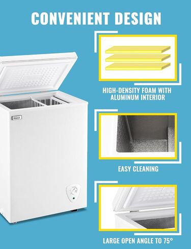 5.0 Cubic Feet Chest Freezer Small Deep Freezers with Removable Storage Basket Free Standing Top Door Compact Freezer 7 Gears Temperature Control Energy Saving for Office Dorm Apartment in Saudi Arabia