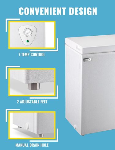 5.0 Cubic Feet Chest Freezer Small Deep Freezers with Removable Storage Basket Free Standing Top Door Compact Freezer 7 Gears Temperature Control Energy Saving for Office Dorm Apartment in Saudi Arabia