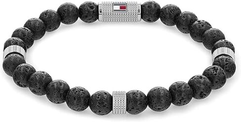 Tommy Hilfiger Men's Jewelry Wood Beaded Bracelet Color: Black (Model: 2790323) in Saudi Arabia
