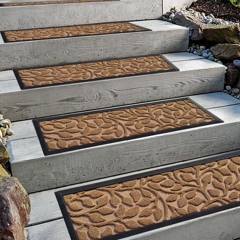 Aucuda 6pcs 8.5 "× 30" سلم Coco Coir Stair للشيوخ والكلب على خطوات خشبية داخلية ، شتاء ، عداء الجليد الدرج غير المنزلق مع دعم المطاط ، سجادة درج الحصير للقبضة في الهواء الطلق in Kuwait