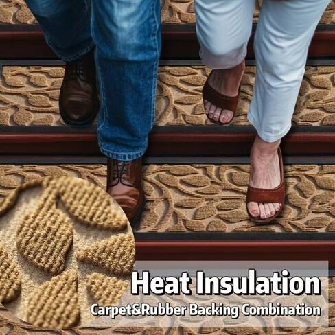 Aucuda 6pcs 8.5 "× 30" سلم Coco Coir Stair للشيوخ والكلب على خطوات خشبية داخلية ، شتاء ، عداء الجليد الدرج غير المنزلق مع دعم المطاط ، سجادة درج الحصير للقبضة في الهواء الطلق in Kuwait