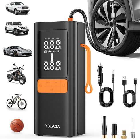 Tire Inflator Portable Air Compressor, 5X Faster 150PSI Car Tire Air Pump for Inflatables, 12V DC Wireless Tire Inflator with LED light/Digital Pressure Gauge, for Car/Motorcycles/Bicycles/Balls in Saudi Arabia