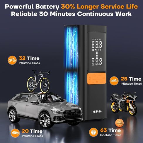 Tire Inflator Portable Air Compressor, 5X Faster 150PSI Car Tire Air Pump for Inflatables, 12V DC Wireless Tire Inflator with LED light/Digital Pressure Gauge, for Car/Motorcycles/Bicycles/Balls in Saudi Arabia