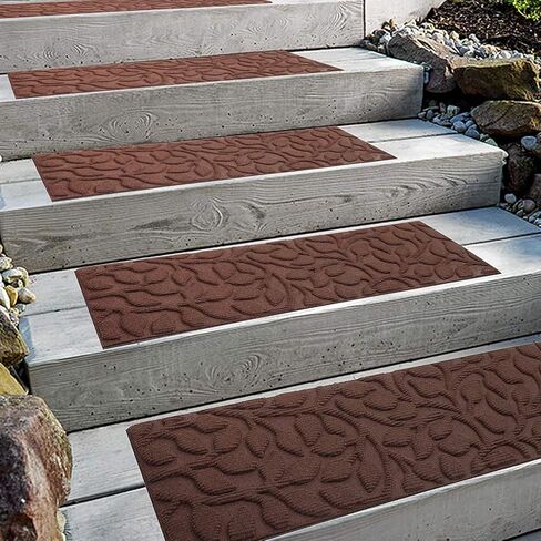 Aucuda 6pcs 8.5 "× 30" سلم Coco Coir Stair للشيوخ والكلب على خطوات خشبية داخلية ، شتاء ، عداء الجليد الدرج غير المنزلق مع دعم المطاط ، سجادة درج الحصير للقبضة في الهواء الطلق in Kuwait