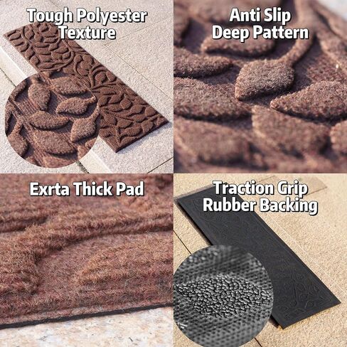 Aucuda 6pcs 8.5 "× 30" سلم Coco Coir Stair للشيوخ والكلب على خطوات خشبية داخلية ، شتاء ، عداء الجليد الدرج غير المنزلق مع دعم المطاط ، سجادة درج الحصير للقبضة في الهواء الطلق in Kuwait