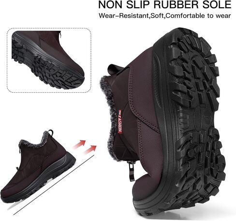TEMOFON Winter Snow Boots for Women: Waterproof Warm Fur Lined Walking Outdoor Ankle Booties Slip on Snow Shoes Size 5-12 in Saudi Arabia