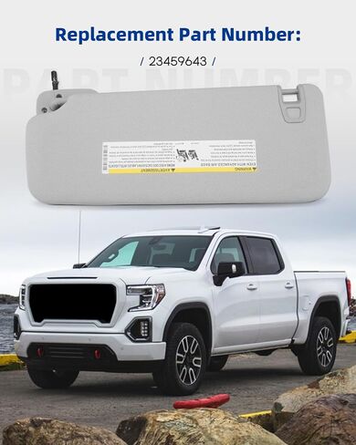 Left Driver Side Sun Sun مع مصابيح LED تناسب GMC Sierra/Sierra Denali 1500 2500 3500 شيفروليه سيلفرادو 1500 2500 3500 2014-2019 ، استبدل 23459655 (رمادي) in Kuwait