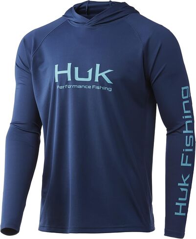 HUK mens Pursuit Hoodie | Performance Long-sleeve +30 UPF Shirt, Fresh Salmon, Large US in Saudi Arabia