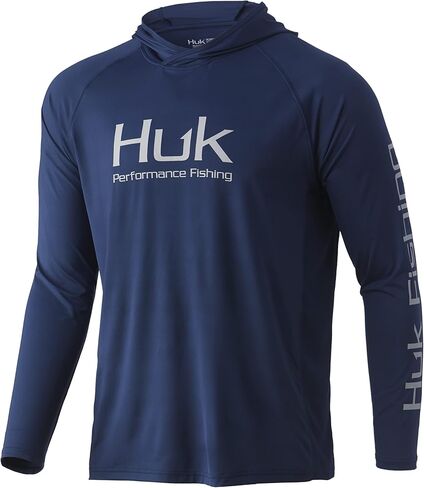 HUK mens Pursuit Hoodie | Performance Long-sleeve +30 UPF Shirt, Fresh Salmon, Large US in Saudi Arabia