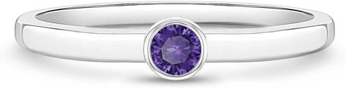 925 Sterling Silver Simulated Birthstone Cubic Zirconia Bezel Ring For Baby Girls through Pre-Teens Sizes 2,3,4 & 5 - Gorgeous Baby Rings For Everyday Wear - Month Birthday Gifts for Little Girls in Saudi Arabia