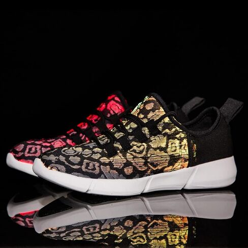 7ipupas Fiber Optic LED Light up Shoes for Kids, Men and Women, Lightweight Sneakers USB Charging Glowing Party Shoes (US 11.5 Women/9.5 Men = EUR 43, Black) in Saudi Arabia