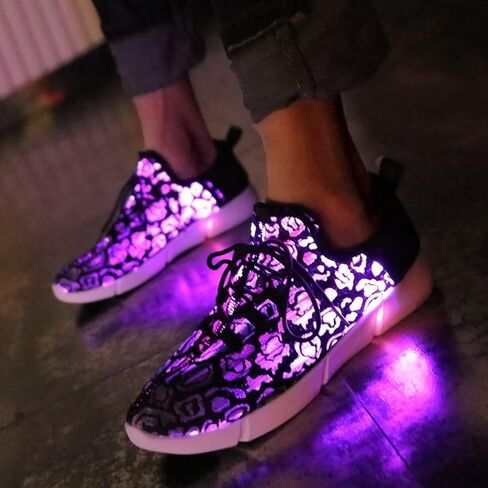 7ipupas Fiber Optic LED Light up Shoes for Kids, Men and Women, Lightweight Sneakers USB Charging Glowing Party Shoes (US 11.5 Women/9.5 Men = EUR 43, Black) in Saudi Arabia