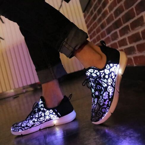 7ipupas Fiber Optic LED Light up Shoes for Kids, Men and Women, Lightweight Sneakers USB Charging Glowing Party Shoes (US 11.5 Women/9.5 Men = EUR 43, Black) in Saudi Arabia