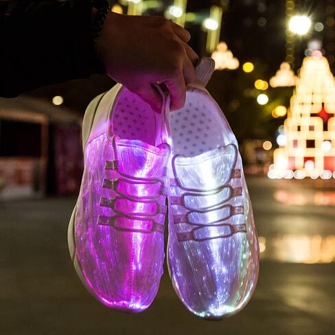 7ipupas Fiber Optic LED Light up Shoes for Kids, Men and Women, Lightweight Sneakers USB Charging Glowing Party Shoes (US 11.5 Women/9.5 Men = EUR 43, Black) in Saudi Arabia