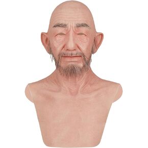 Silicone Face Old Man Mask Full Beard for Performance Cosplay Halloween