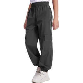 COZYPOIN Boys Cargo Joggers Pants Elastic Waist Lightweight Quick Dry Water Resistant Hiking Running Pants for Kids 5-14Y