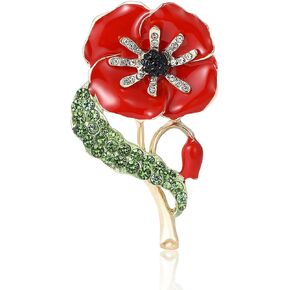 Rhinestone Flower Brooches for Women Enamel Floral Brooch Lapel Pins for Mom Wife Elegant Dress Accessories Mother's Day Jewelry Gifts