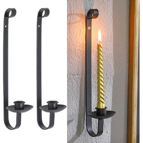 Metal Candle Sconces Wall Decor Set of 2,Modern Black Candle Holders,Wall Candle Sconces Hanging for Living Room Farmhouse Fireplace Wedding