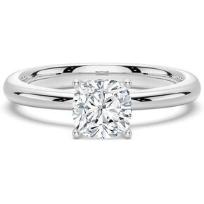 MSBLUE® Classic Four-Prong 1.5ct DEW Cushion Cut Moissanite Engagement Ring with Pavé Accents | D Color VVS1 Clarity Moissanite | 925 Sterling Silver with Rhodium Finished