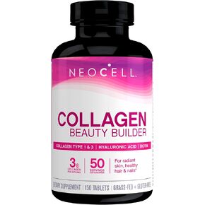 NeoCell Collagen Beauty Builder With Hyaluronic Acid and Biotin, Skin, Hair and Nails Supplement, Includes Antioxidants, Tablet, 150 Count, 1 Bottle