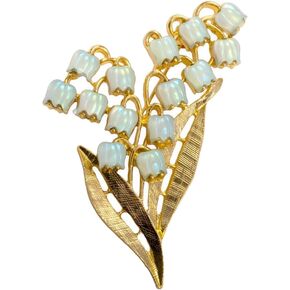 Mother's Day Gifts Lily of the Valley Brooch for Women Rhinestone/18k Gold Plated/Pearl Lily Flower Pin Elegant Dress Accessories Lily of the Valley Brooches Jewelry Gifts for Mom Wife