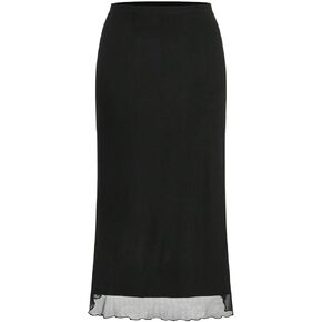 Women's Plus Size Mesh Long Skirt High Waisted Bodycon Maxi Skirts