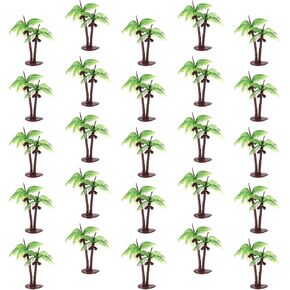 25Pcs Coconut Palm Model Artificial Trees Cupcake Topper Plastic Greenery Plant Decoration Scenery Diorama Supplies for Cake Decorations Building Model Landscape DIY Micro Pots Craft
