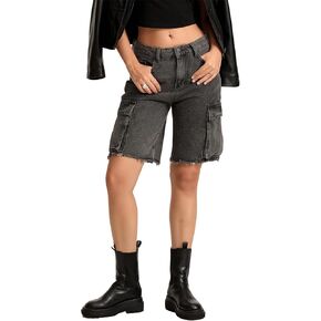Raruxxin Women Y2k Bermuda Denim Shorts Low Rise Wide Leg Knee Length Carpenter Long Jean Shorts Summer Cow Girl Baggy Jorts