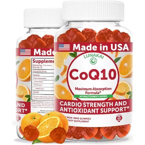 Lunakai USA Made CoQ10 Gummies for Adults 200mg – Coenzyme Q10 for Heart Health, Cellular Energy & Aging Support – Non-GMO, Vegan, 60ct