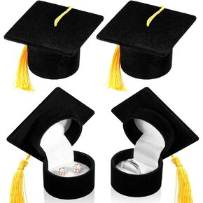 Henoyso 1 Pcs High School Graduation Hat Ring Box for Jewelry Gift Graduation Gift Box High School Class Ring Holder Creative Ring Earring Box for Class 2025 Grad Celebration Party Supplies