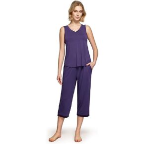 Bamboo Viscose Women's Pajama Sets V Neck Tank Tops with Capri Pants Two-piece Lounge Sets in Saudi Arabia