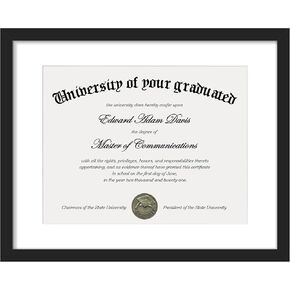 upsimples Diploma Frame with Clear Plexiglass, 11x14 Picture Frame for Certificate Document Degree, Black, 1 Pack