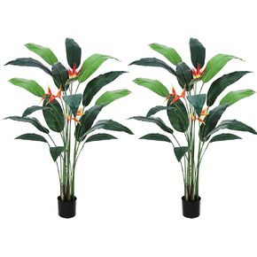 Artificial Bird of Paradise Plant 5FT (60 in) Fake Palm Tree for Indoor Outdoor Modern Decor Faux Plants for Home Office Perfect Housewarming Gift with 10 Trunks Faux Leaves 1 Pack
