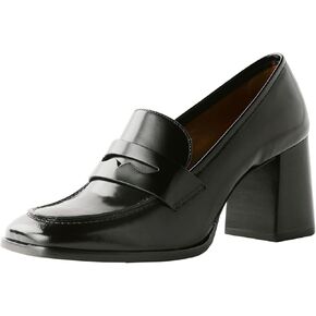 MOOMMO Women Chunky Block High Heel Pumps Square Toe Slip On Loafer Pumps Matte Classic 3 inch High Thick Heel Penny Loafers Oxford Dress Shoes Office Ladies Business Formal Basic 4-11 M US