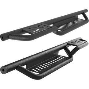 Running Boards w/Two Stairs Design All-Steel Build, Bolt-on Side Steps Compatible with 1997-2006 Jeep Wrangler TJ 2 Door, Black Powder Coated Nerf Bar