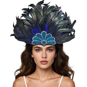 Feather Headpiece Carnival Caribbean Headdress Showgirl Cosplay Accessories for Women