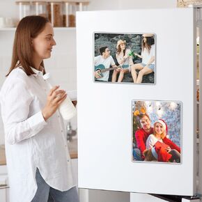 Tobeelec 2 Pcs Acrylic Magnetic Photo Frame for Fridge, 8 x 10 Inch Acrylic Picture Frame, Double Sided Horizontal Magnet Acrylic Photo Frames, 3 + 3MM Thickness Clear Picture Frame Desktop Display