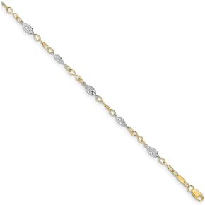 Avariah Gold 14K Two-tone Polished with 1in ext. Anklet - 9"