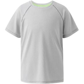 PATPAT Boys Performance T-Shirts with Breathable Air-Grid, Ultra Lightweight Short Sleeve Athletic Shirt for Active Kid Youth