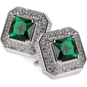 Square Colored Crystal Diamond Set Cuff Links for Men – Tuxedo Suit Accessories, Cufflinks for Men