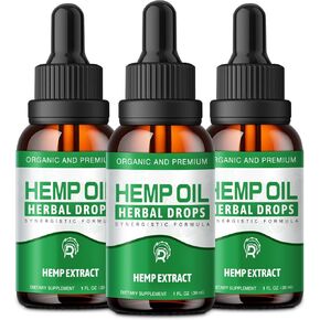 (3 Packs) Hemp Oil High Potency - Maximum Strength Organic Hemp Drops for Adults - Natural Hemp Oils Extract - Hemp Supplements Vegan, Non-GMO