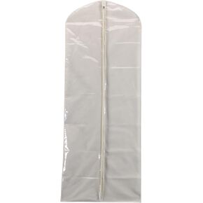 Household Essentials 311395 Hanging Garment Bag Dress Natural Cotton Canvas with Clear Vinyl Cover, Gown Protector,Off-White (Pack of 4) in Saudi Arabia