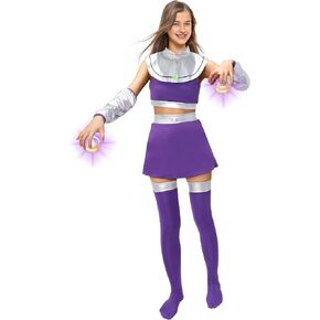 Halloween Starfire Costume 6 Pcs Purple Koriand'R Princess Halloween Starfire Cosplay Outfit