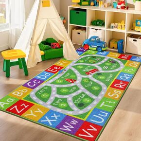BEQHAUSE Kids Rug Carpet Playmat, 32"x60" Preschool Rugs wtih ABC, Numbers, Non Slip Washable Play Mat Carpets for Kids Room Bedroom Playroom Nursery Room Decor