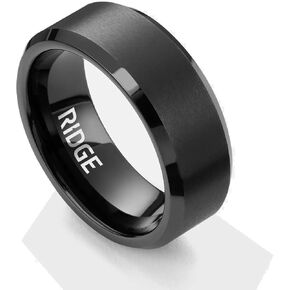 The Ridge Tungsten Rings For Men - Mens Wedding Band - Strong, Durable, and Scratch-Resistant Beveled Ring With Silicone Band